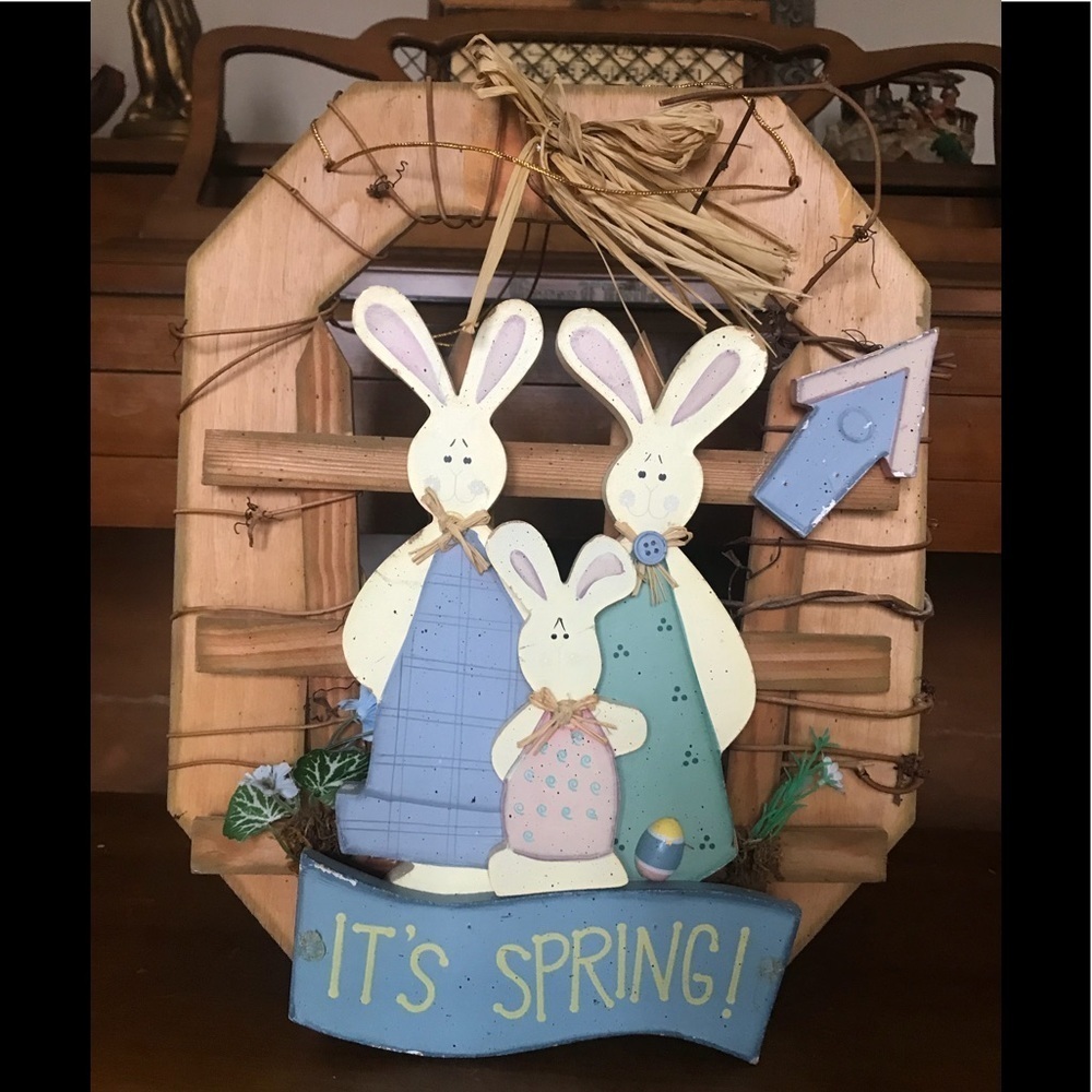 Rare Vintage 1970’s Wooden Rabbit Door Display